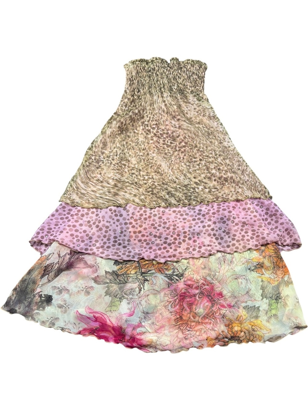 Reversible 3 Layer Y2K Fairy Floral Maxi Skirt